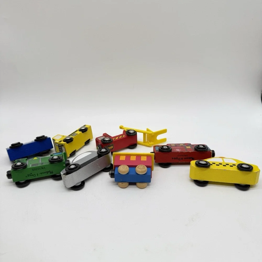 Mixed Lot Of‎ Wooden Cars Some Magnetic And Mixed Brands Lot Taxi